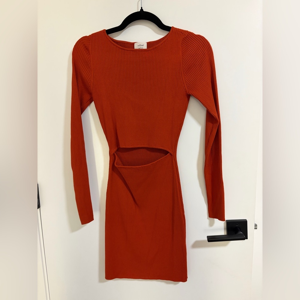 Wilfred Rust Ribbed Knit Mini Dress - Picture 4 of 6